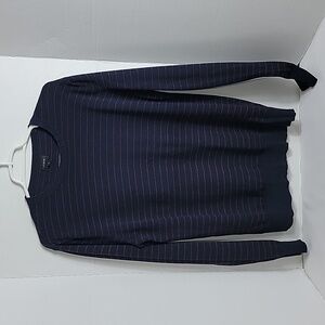 J. Crew Men's Blue Red Striped Long Sleeve Pullover Sweater, M